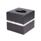 古德轩 SH1203 正方形纸巾盒（黑色哑光，镶大理石）