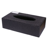 麦尔皮具 长方形纸巾盒（黑色编织纹）
